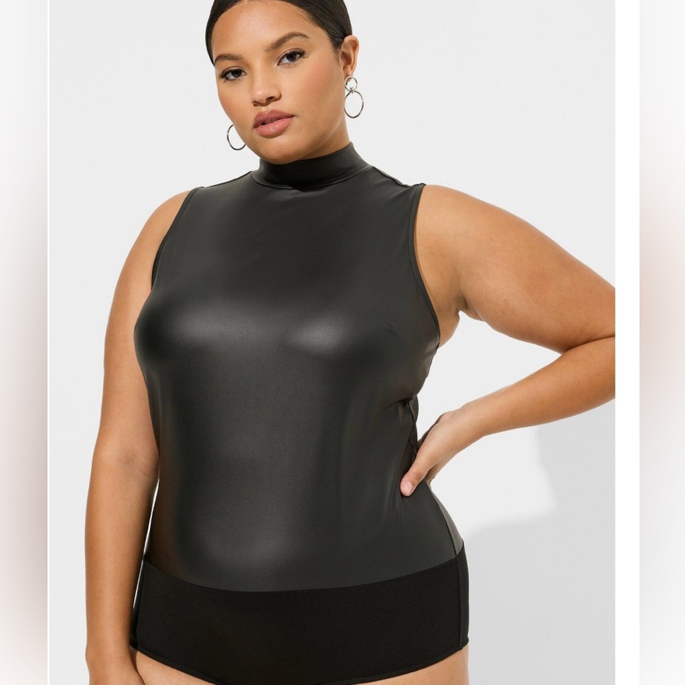 Torrid Faux Leather Mock Neck Sleeveless
Bodysuit  2X